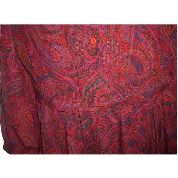 Kenny Classics Dress Vintage 50s Red Paisley Shirt Belt Retro Boho Pinup Plus - Picture 9 of 13